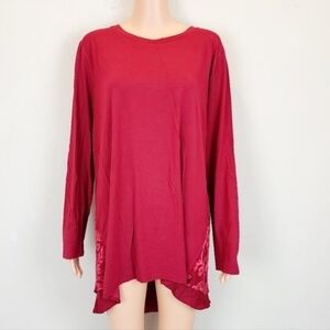 LOGO Lori Goldstein red long sleeve blouse Size XL